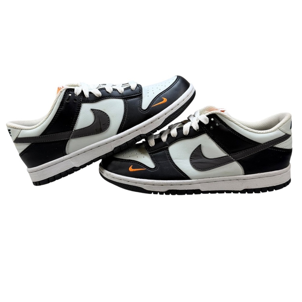 Nike Dunk Low Mini Swoosh FN7784-001 Black White Orange 7Y Women's 8.5 Shoes